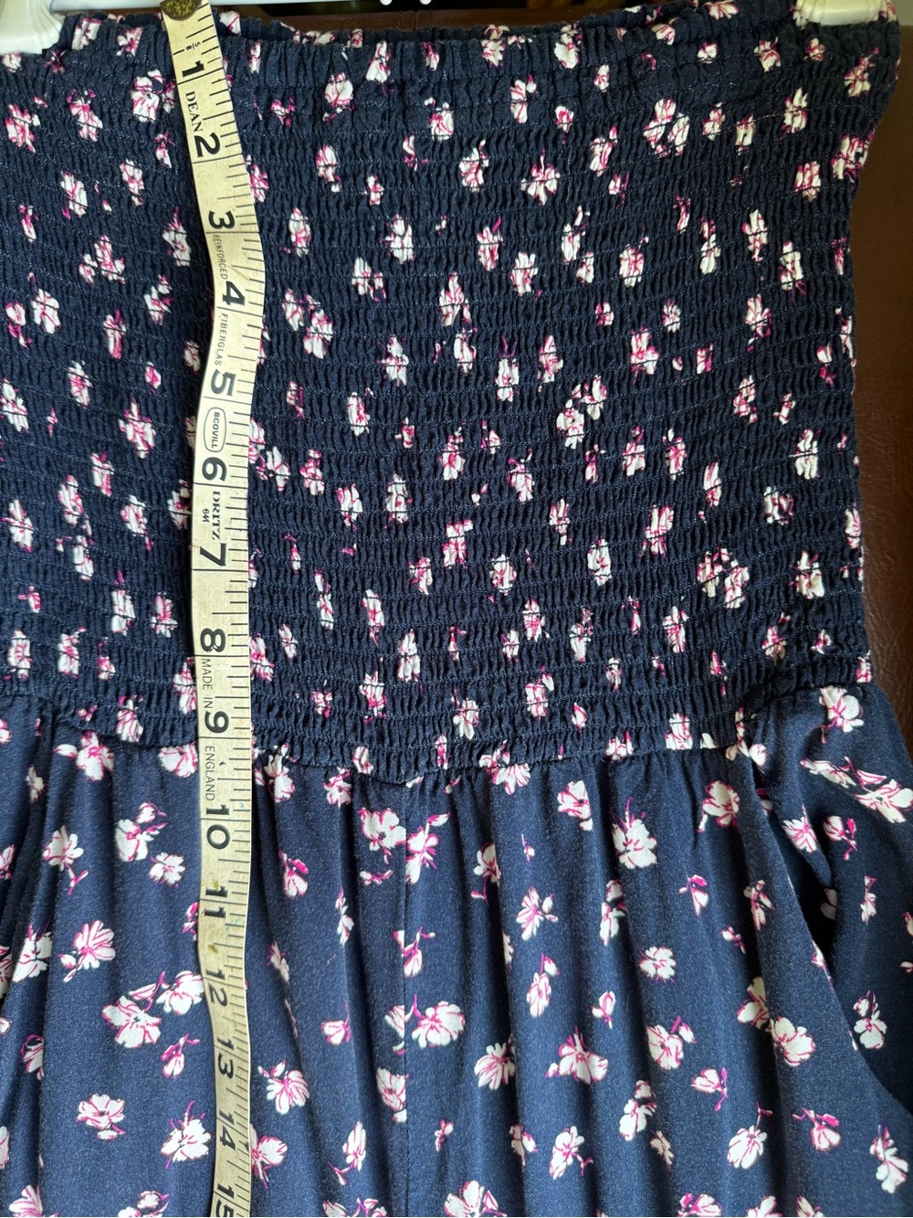 Socialite Navy Strapless Floral Wide Leg Jumpsuit size small with pockets - Picture 4 of 7